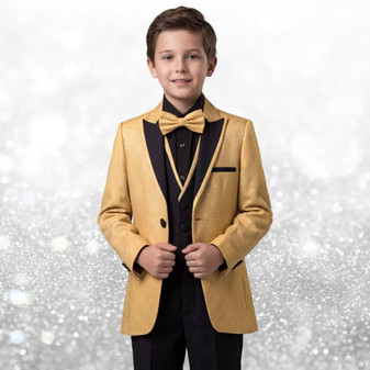 Boy Slim-Fit 5-Piece Sparkling Suit, Gold
