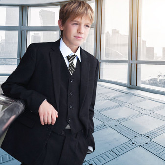 Boy Slim Fit 5-piece Suit, Black