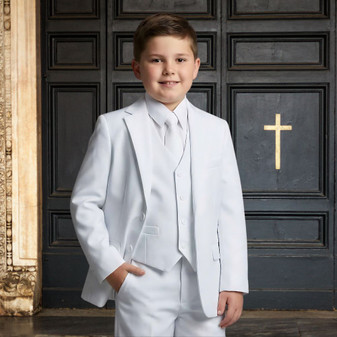 Boy Husky Fit 5-Piece Suit, White