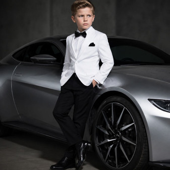 James Bond Boy Regular Fit 5-piece White Black Tuxedo