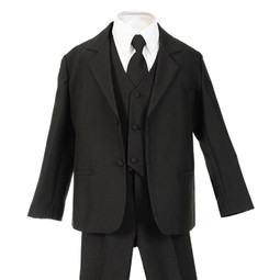 Boy Regular Fit 5-Piece Suit, Black