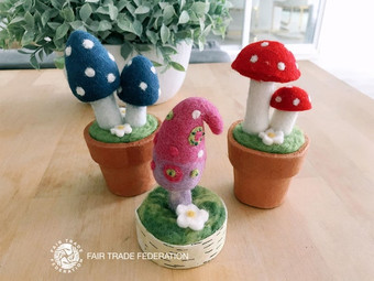 Felt Mushroom Potted Plant