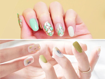 Nacre Green Gel Nail Art Stickers