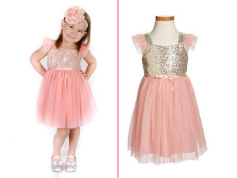 Two Tone Layered Tulle Sequins Dress