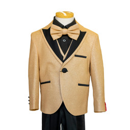 Boy Slim-Fit 5-Piece Sparkling Suit, Gold