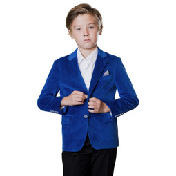 Boy Slim Suede Blazer, Royal Blue