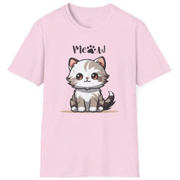 Cat Meow Cotton Graphic T-Shirt