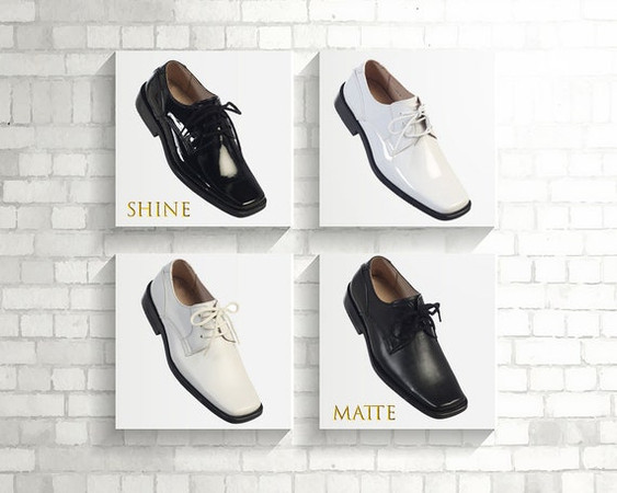 Faux Leather Lace-Up Shoes, Black White