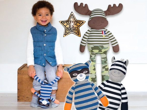 14" Organic Cotton Rattle Plush, Police Thief