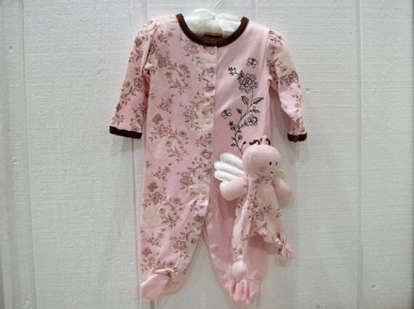 2 piece Pink Footed Pajamas with Cute Plush
