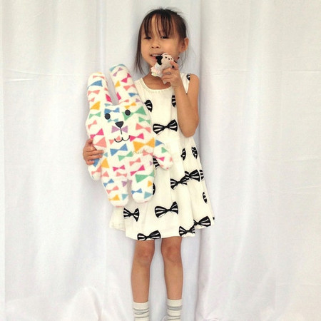 Ivory Cotton Bow Print Dress