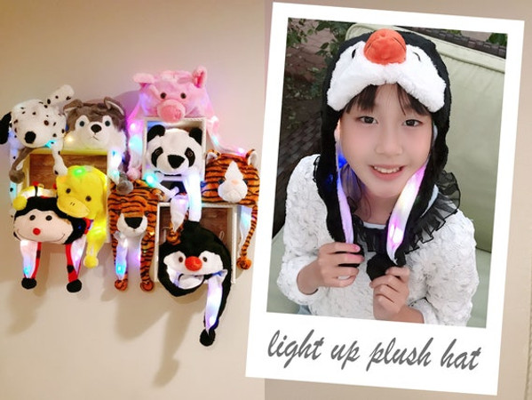 Light Up Plush Animal Hat with Ear Flaps