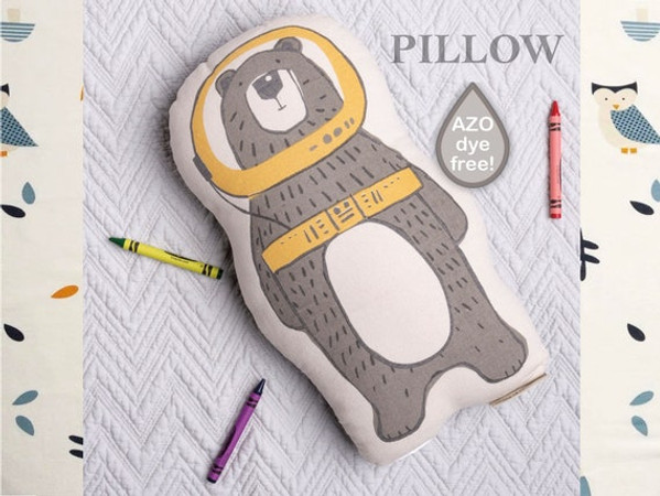 Linen Baby Pillow, Astronaut Bear