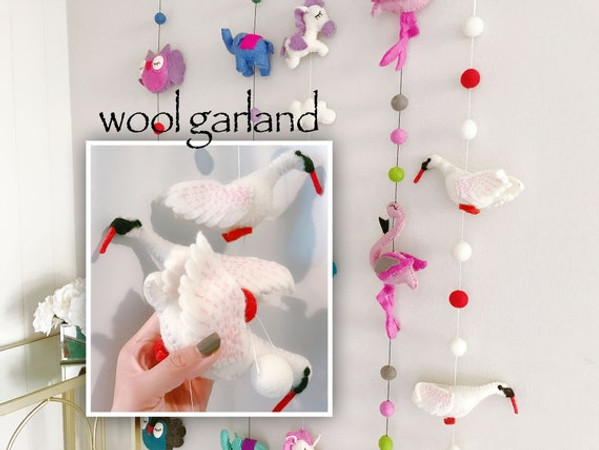 Wool Felt Wall Hangings Swan Garland