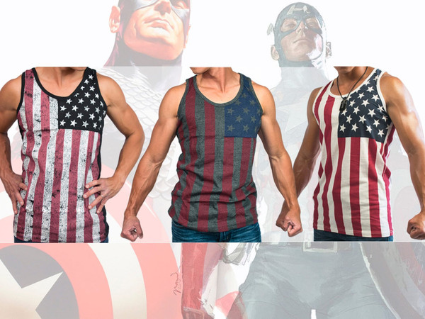 US Flag Cotton Slim Tank Top