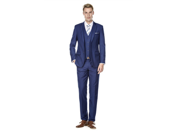 Men Slim Fit 3-Piece Suit, Indigo