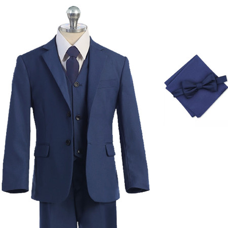 Boy Slim Fit 7-piece Suit, Light Indigo