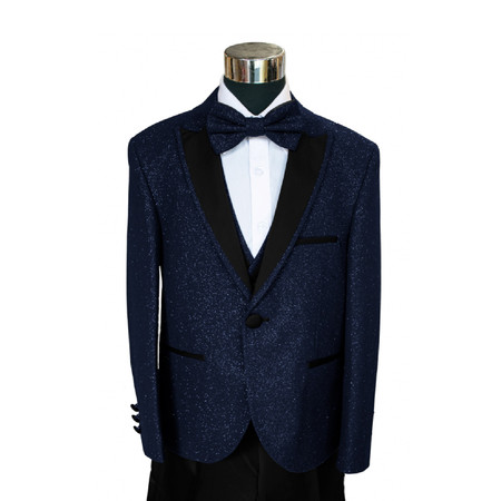 Boy Slim-Fit 5-Piece Sparkling Suit, Navy