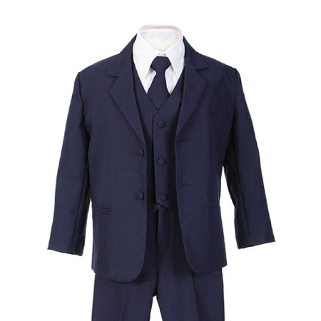 Boy Regular Fit 5-Piece Suit, Navy