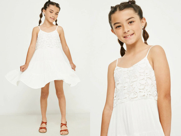 Mommy & Me White Lace Twirl Rayon Dress