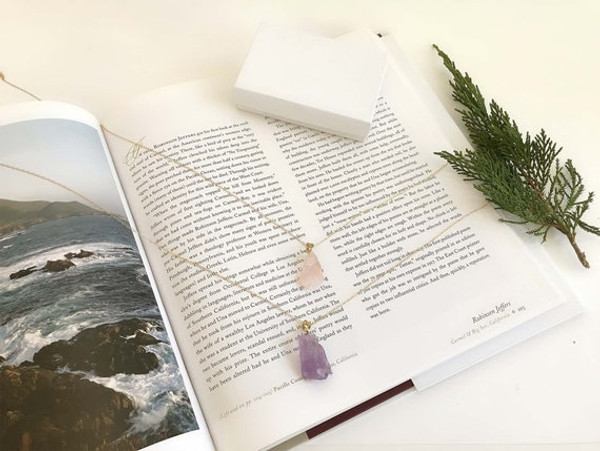 Amethyst Rose Quartz Pendant Necklace