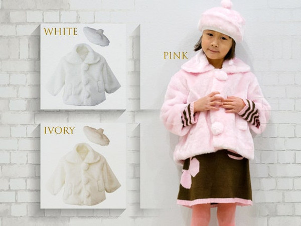 2-piece Faux Fur Bolero, Beret Hat