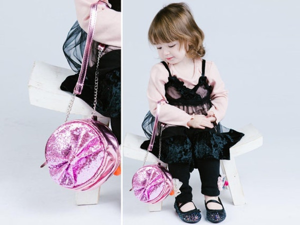 Pink Round Glitter Handbag