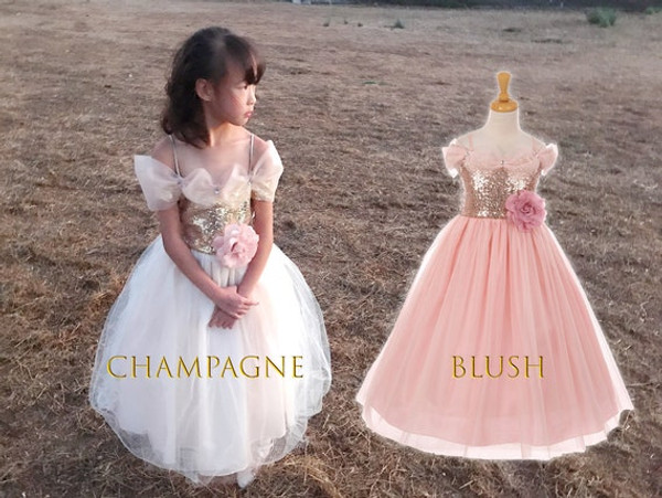 Sparkle Drop Shoulder Tulle Gown