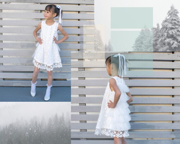 White Floral Lace Feathery Tulle Dress