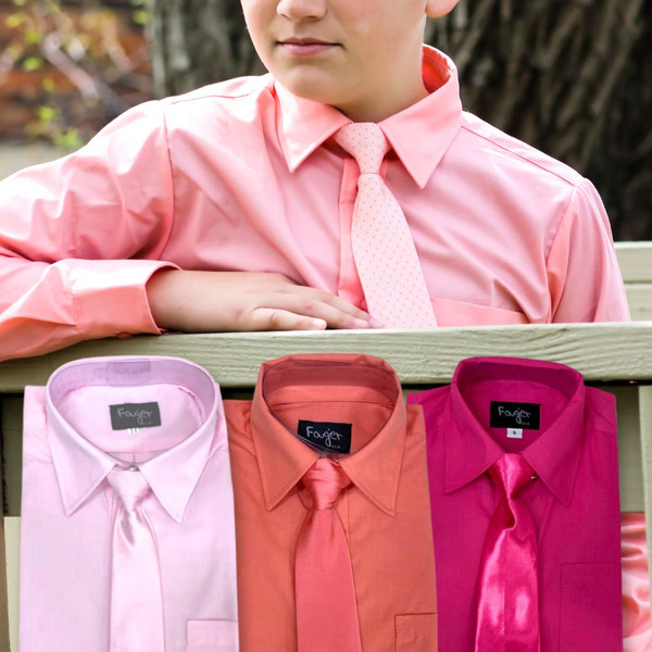 Boy Shirt and Tie Regular Fit, Pink
