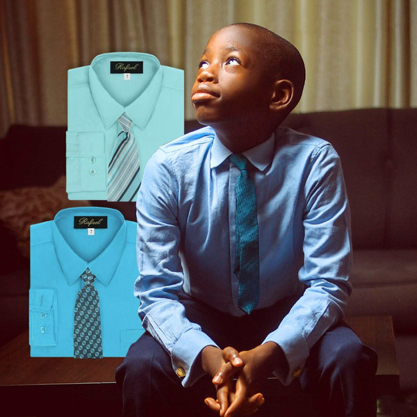 Boy Shirt and Tie Regular Fit, Blue