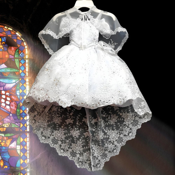 3-piece White Off Shoulder Lace Dress Gown with Train