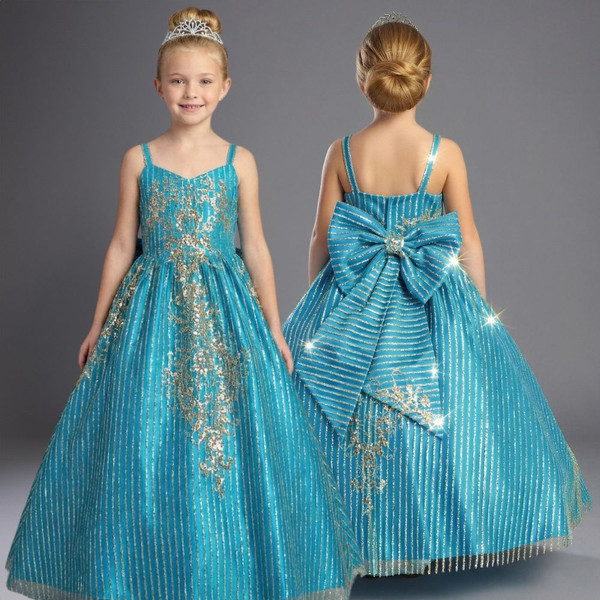 Aurora Turquoise Sparkle Princess Bow Ballgown