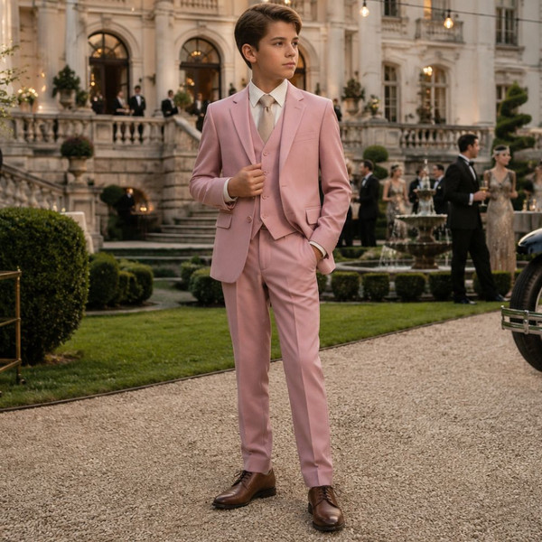 Boy 3-piece Slim Fit Suit, Gatsby Dusty Rose