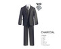 Slim Fit 7-piece Suit, Black Charcoal Gray Silver