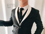 Slim-Fit 8-piece Suit Attachable Shawl Lapel, Black