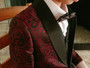 Slim Cut 5-piece Paisley Shawl Lapel Suit, Burgundy