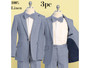 Slim-Fit Cotton Linen Suit, Blue Gray Khaki