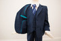 Slim Fit 5-piece Comfort Suit, Gray Navy
