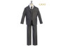 5-piece Pinstripe Regular Fit Suit, Black Gray Navy