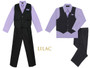 5-piece Pinstripe Vest Set, Regular Fit, Pink Lilac Violet Purple