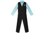 5-piece Pinstripe Vest Set, Regular Fit, Aqua Blue Royal-Blue Turquoise