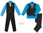 5-piece Pinstripe Vest Set, Regular Fit, Aqua Blue Royal-Blue Turquoise