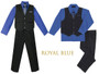 5-piece Pinstripe Vest Set, Regular Fit, Aqua Blue Royal-Blue Turquoise