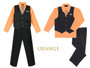 5-piece Pinstripe Vest Set, Regular Fit, Gold Orange Peach Yellow
