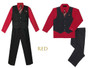 5-piece Pinstripe Vest Set, Regular Fit, Burgundy Coral Pink Red
