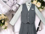 5-piece Pinstripe Vest Set, Regular Fit, Green Black Gray