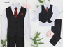 5-piece Pinstripe Vest Set, Regular Fit, Green Black Gray