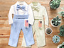 4-piece Linen Newsboy Pants Set, Blue Ivory