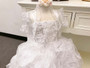 3-piece Adjustable Length White Organza Gown Size 5